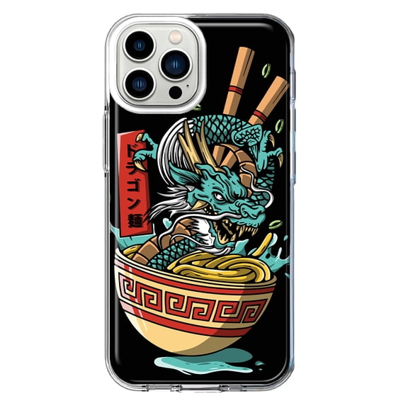 Mundaze - Case for Apple iPhone 12 Pro / 12 Slim Shockproof Hard Shell Soft TPU Heavy Duty Protective Phone Cover - Dragon Ramen