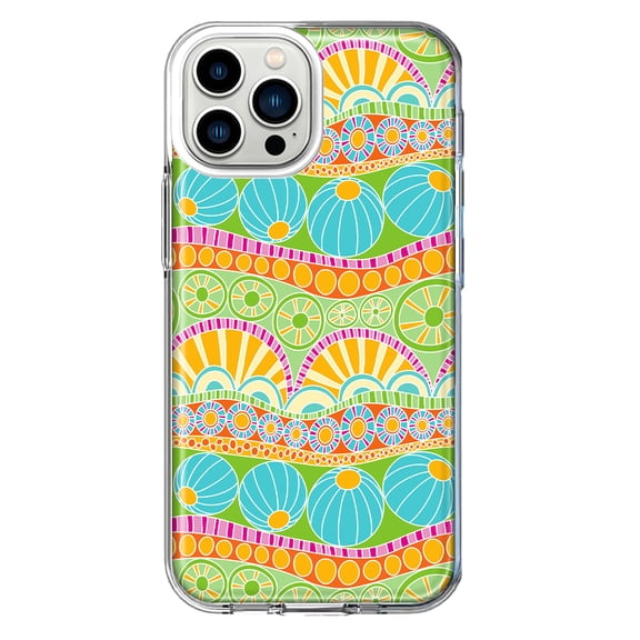 Mundaze - Case for Apple iPhone 12 Pro / 12 Slim Shockproof Hard Shell Soft TPU Heavy Duty Protective Phone Cover - Groovy Citrus
