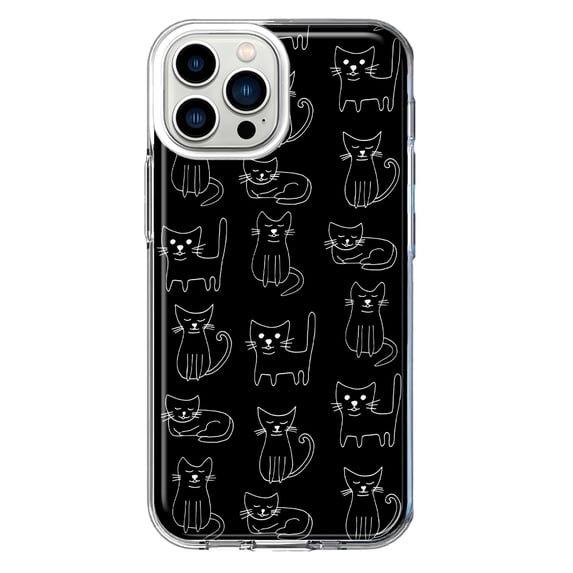 Mundaze - Case for Apple iPhone 12 Pro Max Slim Shockproof Hard Shell Soft TPU Heavy Duty Protective Phone Cover - Cute Black Cats