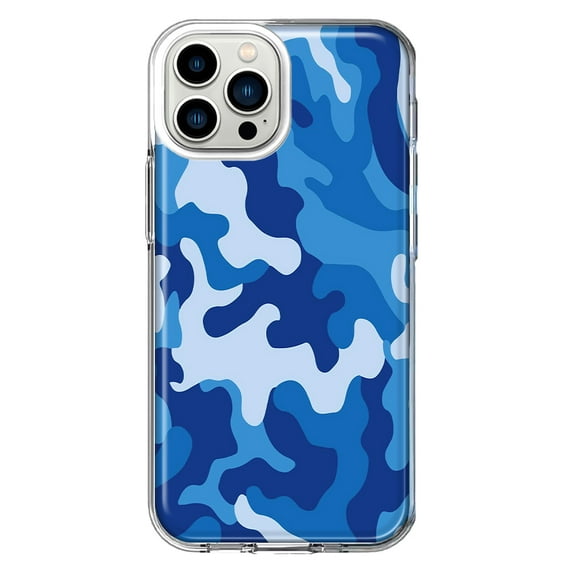 Mundaze - Case for Apple iPhone 13 Pro Slim Shockproof Hard Shell Soft TPU Heavy Duty Protective Phone Cover - Blue Camo