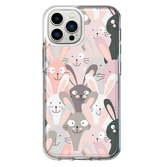 Mundaze - Case for Apple iPhone 13 Pro Slim Shockproof Hard Shell Soft TPU Heavy Duty Protective Phone Cover - Cute Rabbits