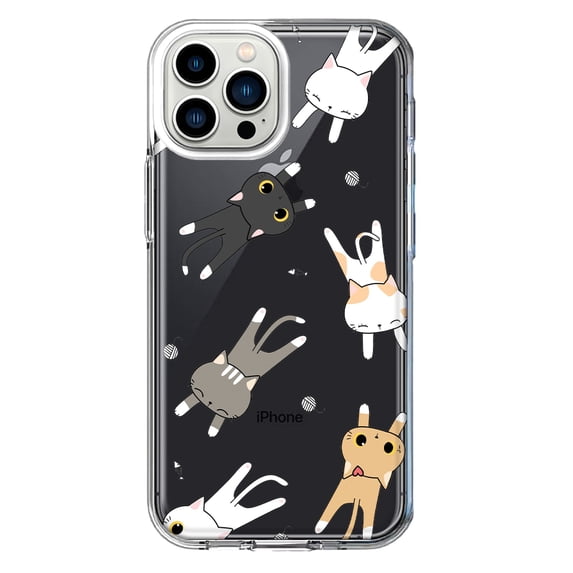 Mundaze - Case for Apple iPhone 14 Pro Max Slim Shockproof Hard Shell Soft TPU Heavy Duty Protective Phone Cover - Cute Cat Friends 2