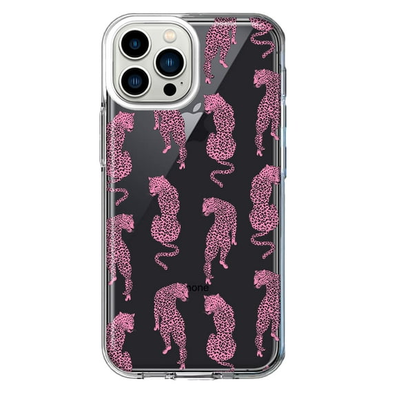 Mundaze - Case for Apple iPhone 14 Pro Max Slim Shockproof Hard Shell Soft TPU Heavy Duty Protective Phone Cover - Pink Leopard