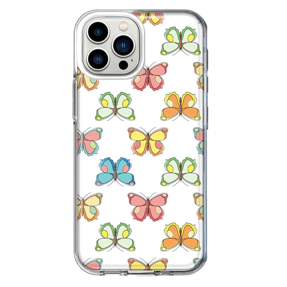 Mundaze - Case for Apple iPhone 14 Pro Slim Shockproof Hard Shell Soft TPU Heavy Duty Protective Phone Cover - Colorful Butterflies