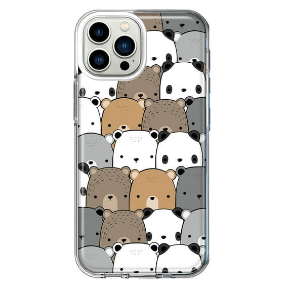 Mundaze - Case for Apple iPhone 15 Pro Max Slim Shockproof Hard Shell Soft TPU Heavy Duty Protective Phone Cover - Cute Bears