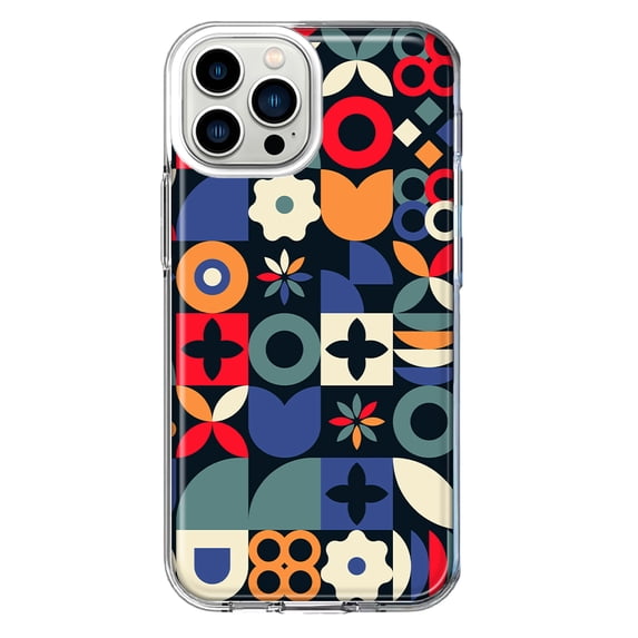 Mundaze - Case for Apple iPhone 15 Pro Max Slim Shockproof Hard Shell Soft TPU Heavy Duty Protective Phone Cover - Vintage Geometric Patterns