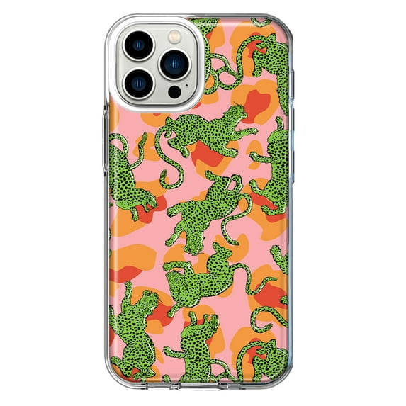 Mundaze - Case for Apple iPhone 15 Pro Slim Shockproof Hard Shell Soft TPU Heavy Duty Protective Phone Cover - Green Leopard