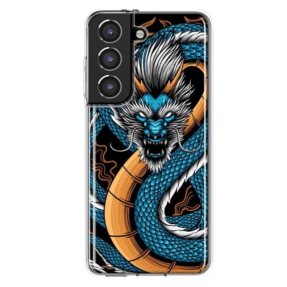 Mundaze - Case for Samsung Galaxy S22 Slim Shockproof Hard Shell Soft TPU Heavy Duty Protective Phone Cover - Blue Dragon