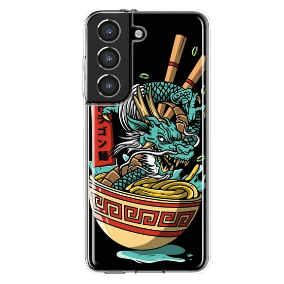 Mundaze - Case for Samsung Galaxy S22 Slim Shockproof Hard Shell Soft TPU Heavy Duty Protective Phone Cover - Dragon Ramen