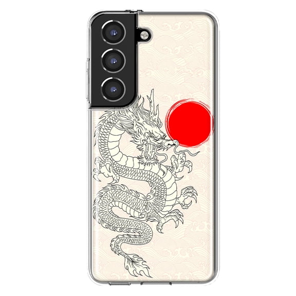 Mundaze - Case for Samsung Galaxy S22 Slim Shockproof Hard Shell Soft TPU Heavy Duty Protective Phone Cover - Japanese Dragon Wave