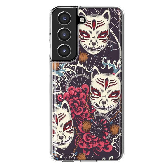 Mundaze - Case for Samsung Galaxy S22 Slim Shockproof Hard Shell Soft TPU Heavy Duty Protective Phone Cover - Japanese Kitsune Fox