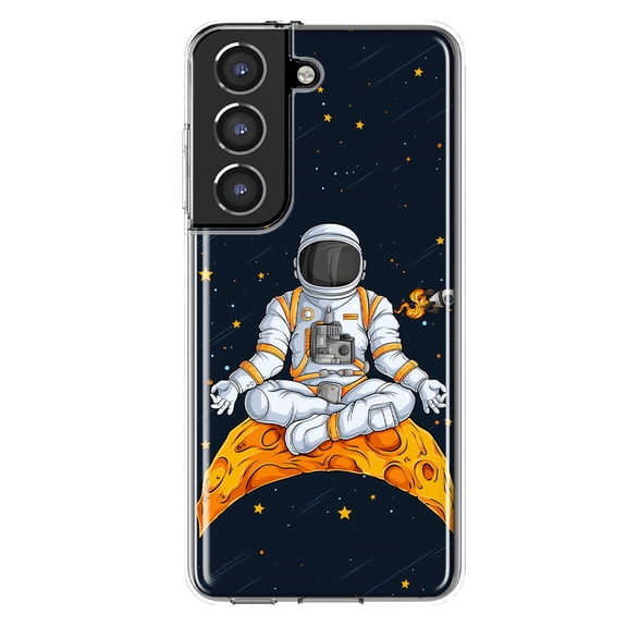 Mundaze - Case for Samsung Galaxy S22 Slim Shockproof Hard Shell Soft TPU Heavy Duty Protective Phone Cover - Yoga Astronaut