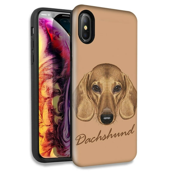 Mundaze Dachshund Dog Double Layer Hybrid Case Cover For Apple iPhone X XS