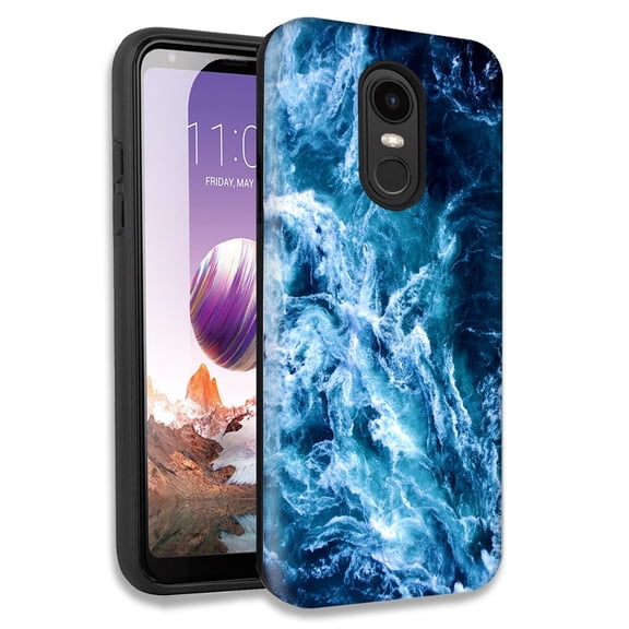 Mundaze Deep Blue Ocean Waves Double Layer Hybrid Case Cover For LG Fortune 2/Aristo 2 Plus/Zone 4/Aristo 3