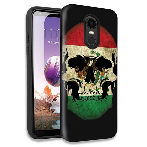 Mundaze Mexico Flag Skull Double Layer Hybrid Case Cover For LG Fortune 2/Aristo 2 Plus/Zone 4/Aristo 3