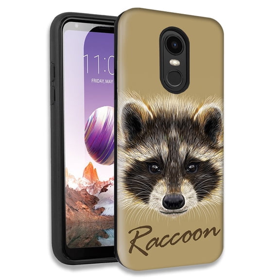 Mundaze Raccoon Double Layer Hybrid Case Cover For LG Fortune 2/Aristo 2 Plus/Zone 4/Aristo 3
