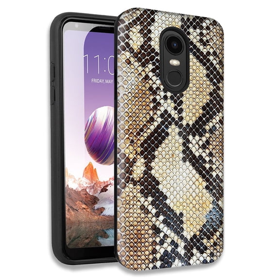 Mundaze Snake Skin Cat Double Layer Hybrid Case Cover For LG Stylo 4