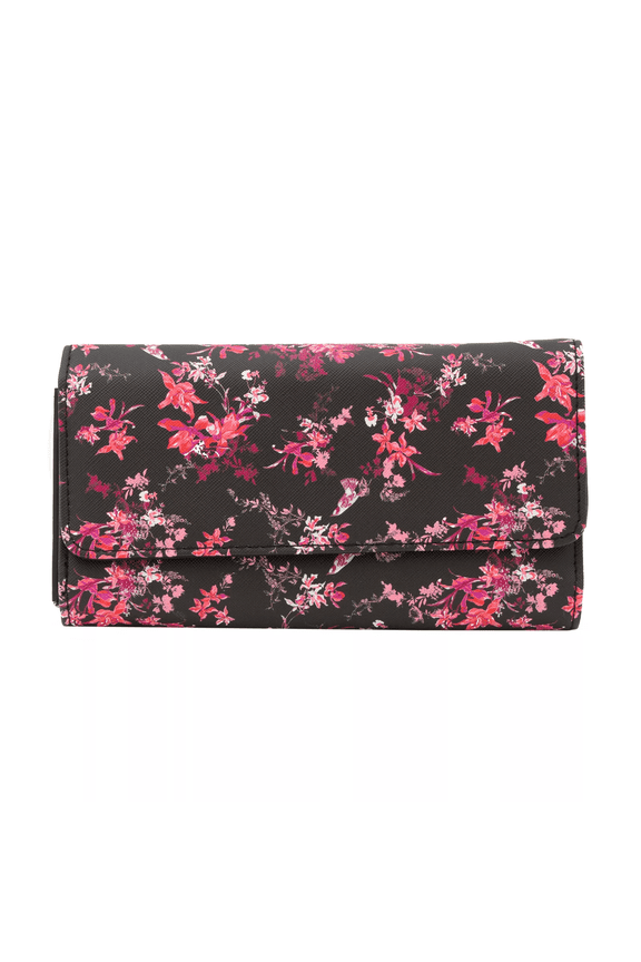 File Master Clutch Wallet with RFID Blocking Tech Black Floral
