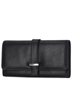 File Master Womens RFID Blocking Wallet Clutch Organizer With Change Pocket, Black (Bar)