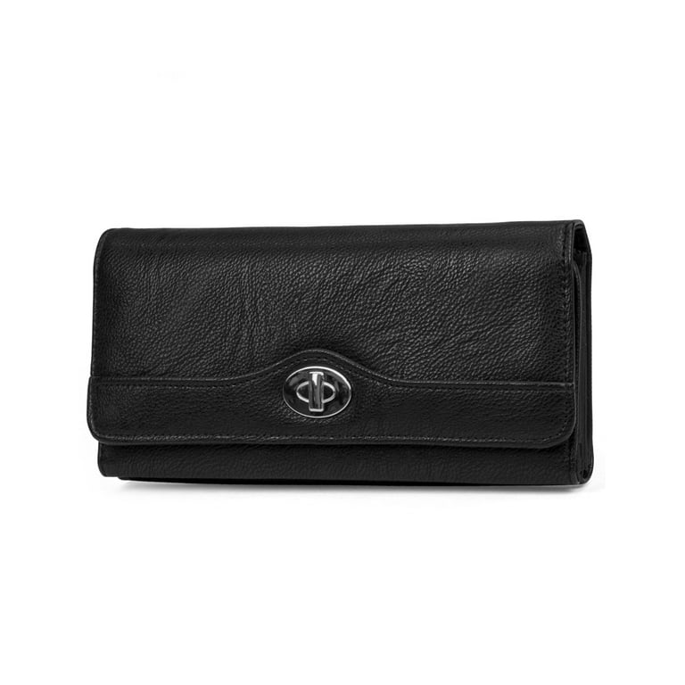 Saddler Womens Luxurious Real Leather Trifold RFID Credit Card Wallet with Large Zippered Coin Pocket | Designer Ladies Purse - Perfect For ID Coins