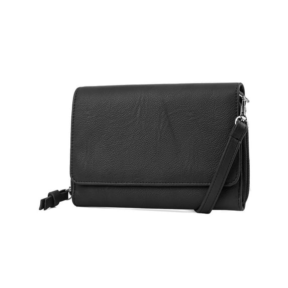 Mundi Women's Adjustable Strap Leather Crossbody Bag, Black