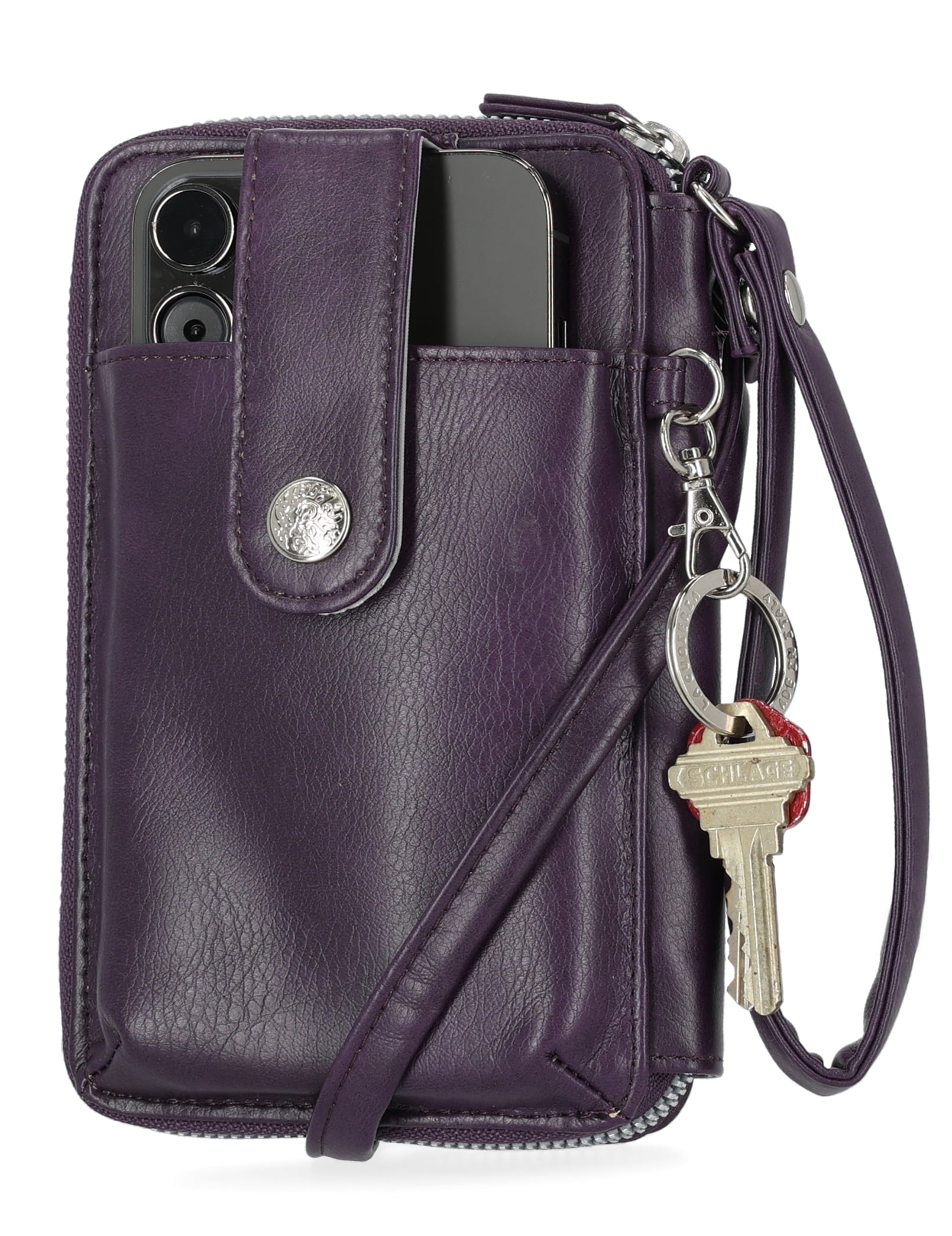 Mundi Women's RFID Blocking Leather Crossbody Bag, Purple