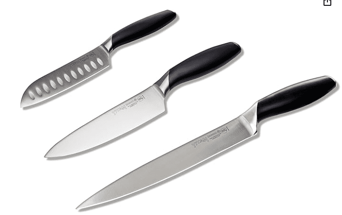 Mundial THD003 5 in. Titan Series Santoku, 8 in. Utility, &amp; 6 in. Chef ...