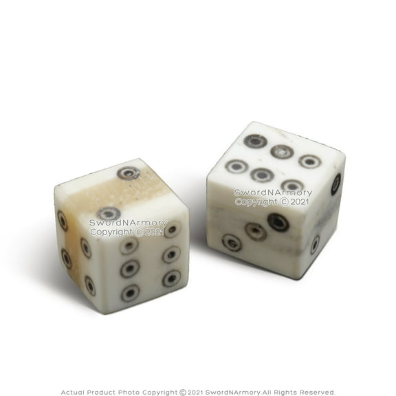 Munetoshi 11mm 2 Pcs Genuine White Dice Hand Inlaid Concentric Pips TTRPG
