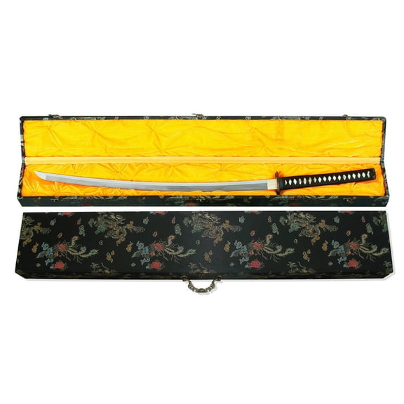 Munetoshi 44" Deluxe Brocade Locking Katana Display Silk Case Carrying Box Gift Collection Holder
