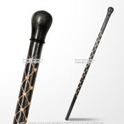 Munetoshi Hand Carved Black Eucalyptus Wooden Costume Cane Gentleman Walking Stick