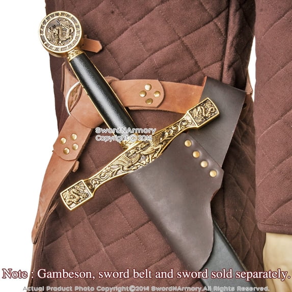 Munetoshi Medieval Genuine Real Leather Black Sword Holder Frog for SCA LARP