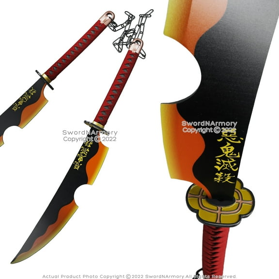 Munetoshi Tengen Uzui Pair 30.5 Stainless Demon Nichirin Cleaver Cosplay Costume