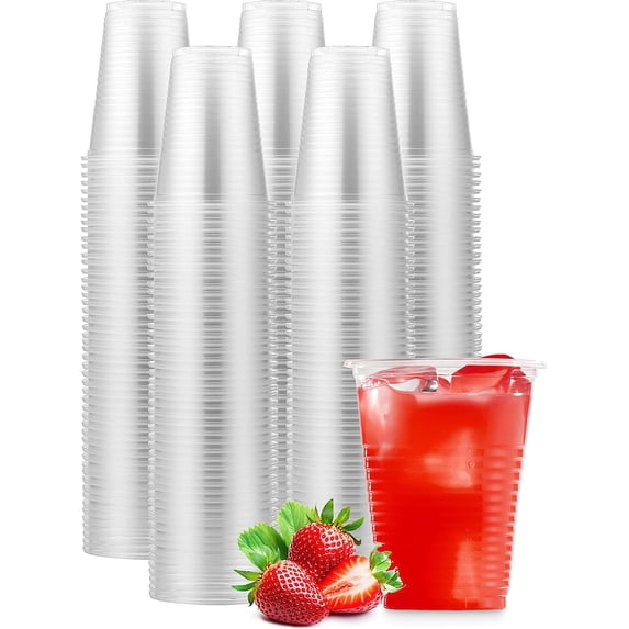 Munfix Birthday Heavy Duty Disposable Plastic Cups, 7 Oz, Solid Print Clear, 500 Count