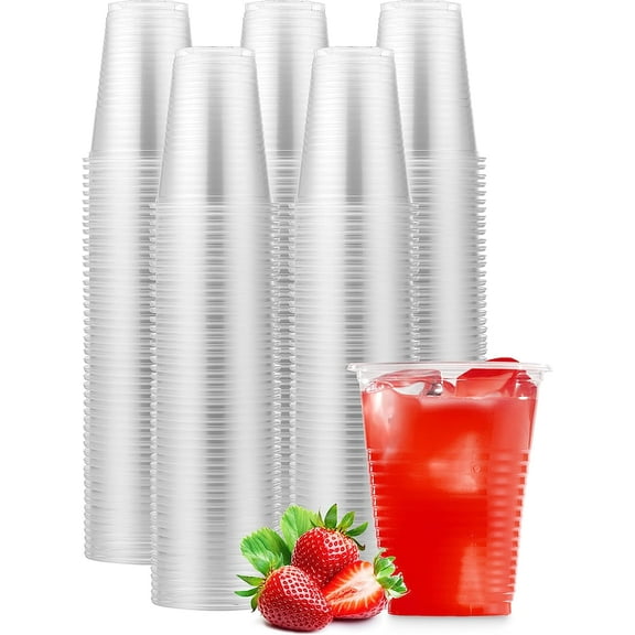 Munfix Birthday Heavy Duty Disposable Plastic Cups, 7 Oz, Solid Print Clear, 500 Count