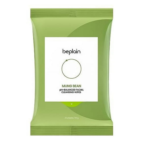 Mung Bean pH-Balanced Facial Cleansing Wipes, 20 sheets, Beplain