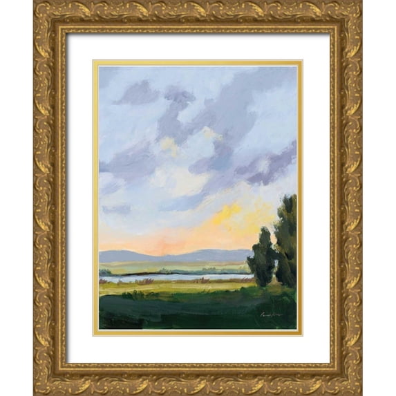 Munger, Pamela 12x14 Gold Ornate Wood Framed with Double Matting Museum Art Print Titled - Evening Skies III