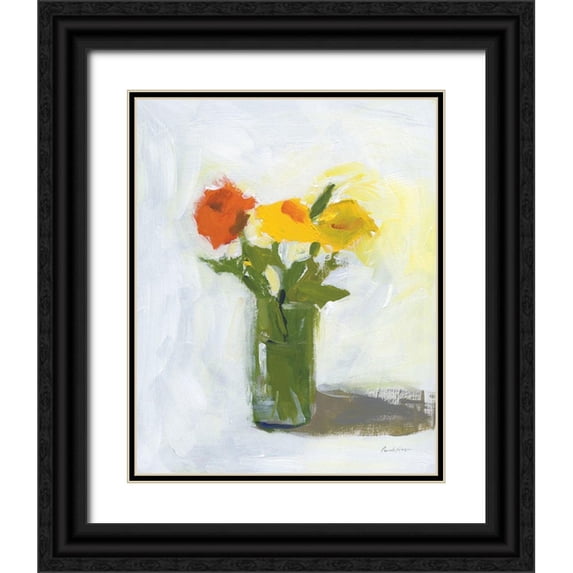 Munger, Pamela 20x24 Black Ornate Wood Framed with Double Matting Museum Art Print Titled - Orange and Yellow Floral