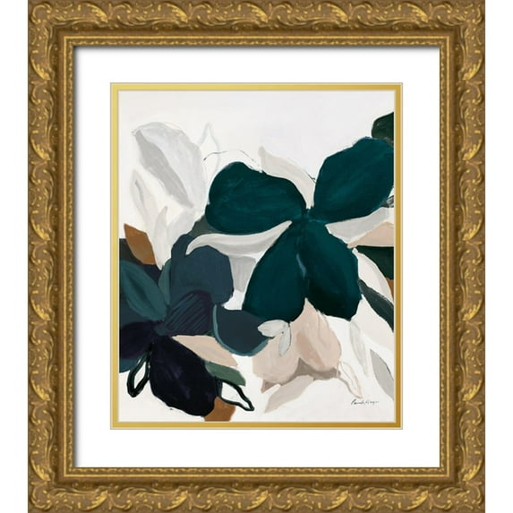 Munger, Pamela 26x30 Gold Ornate Wood Framed with Double Matting Museum Art Print Titled - Botanical Flow Neutral