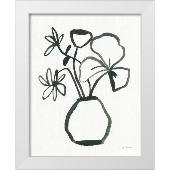Munger, Pamela 26x32 White Modern Wood Framed Museum Art Print Titled - Floral Sketch II
