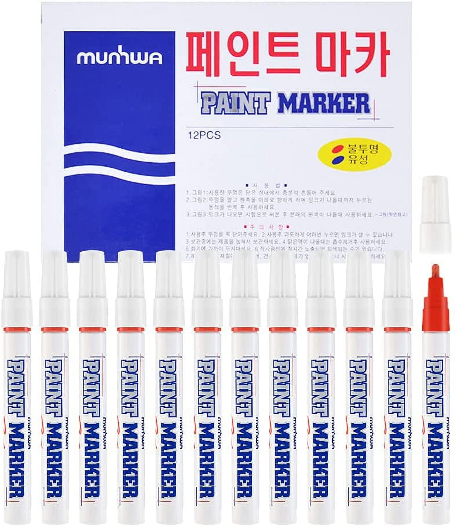 Red Paint Markers Pens - Single color 12pcs Permanent Oil Based