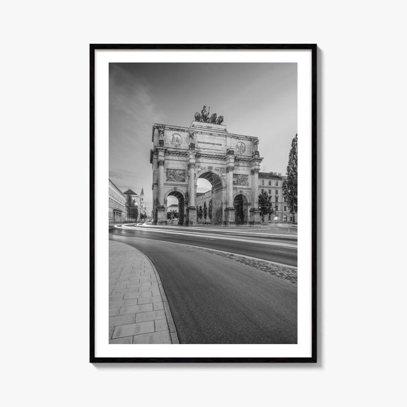Munich Black And White Fine Art Photo Print Siegestor Bavaria Germany Wall