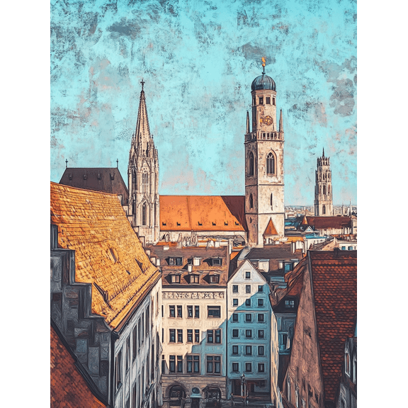 Munich Cityscape Canvas Painting/Wall Art Perfect for Living RoomOffice Hotel and Gallery Wall Decor.