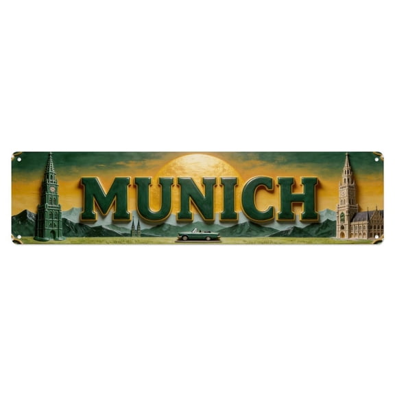 Munich Germany Retro Vintage Metal Tin Sign Plaque Wall Decor for Cafe, Club, Garden Metal Poster 4x16Inch