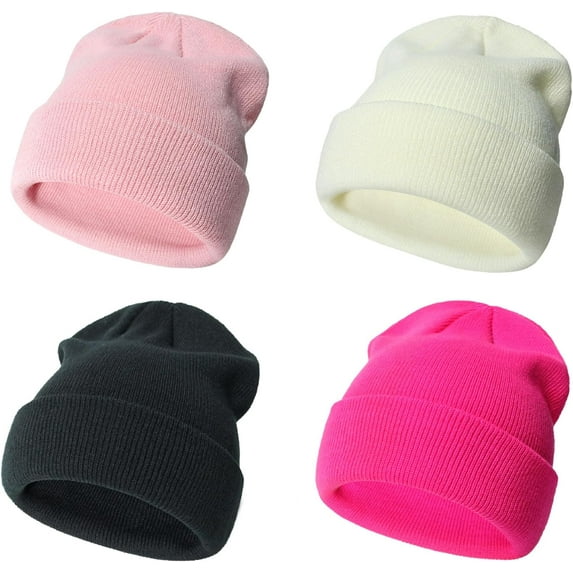 HLSOHJP 4 Packs Toddler Girls Winter Hats Infant Boys Beanie Soft Baby Caps Beanies Kids Knit Winter Hats