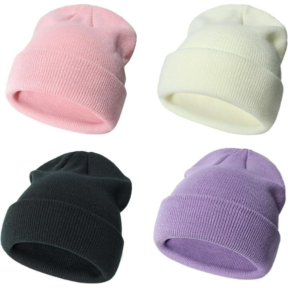 Municipal 4 Packs Toddler Girls Winter Hats Infant Boys Beanie Soft Baby Caps Beanies Kids Knit Winter Hats