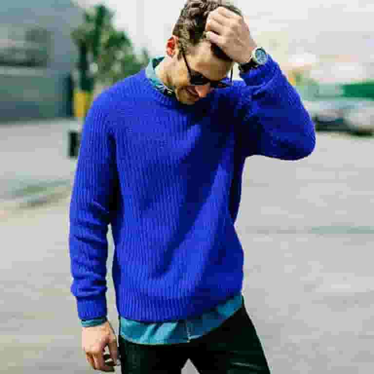 【セール】 福袋 の通販 Municipal Autumn Men Knit Sweater Solid Long Sleeve Crew Clothing
