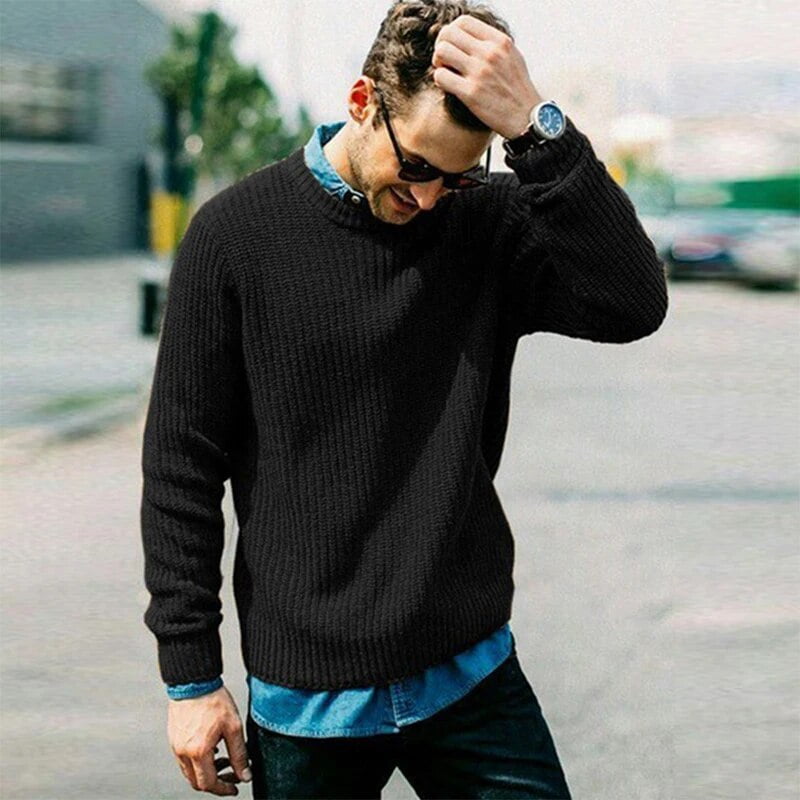 Men Autumn Winter O Neck Pullover Casual Streetwear Solid