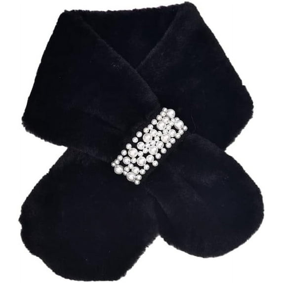 Municipal Faux Fur Collar Scarf Winter Fake Faux Fur Loophole Scarf Rectangle Furry Wrap for Women Girls