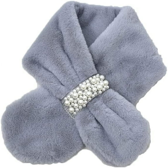 Municipal Faux Fur Collar Scarf Winter Fake Faux Fur Loophole Scarf Rectangle Furry Wrap for Women Girls
