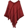 thumbnail image 1 of Municipal Fringed Poncho Sweater Soft Knit Cape Sweater Pullover Shawl Poncho for Women Girls, 1 of 3
